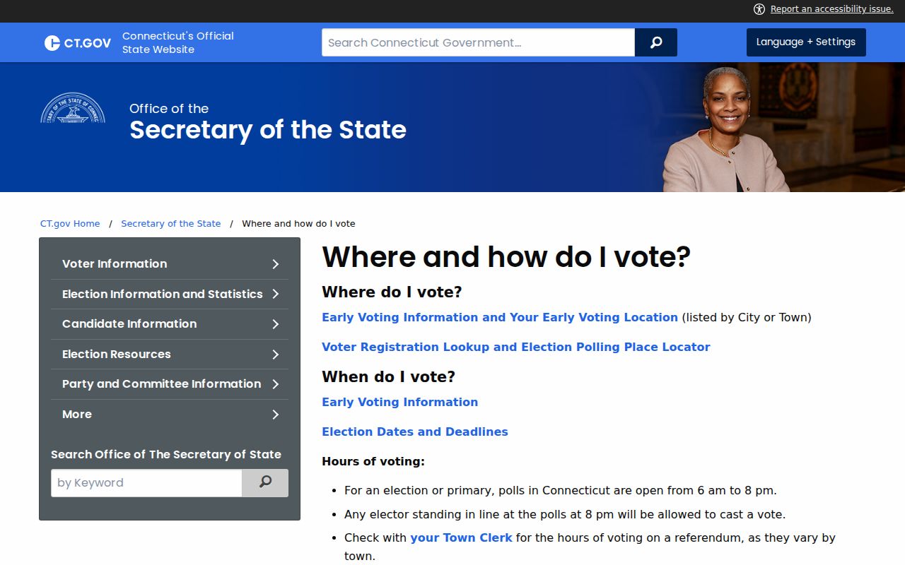 East Hartford residents directory Secretary of the State voter lookup information