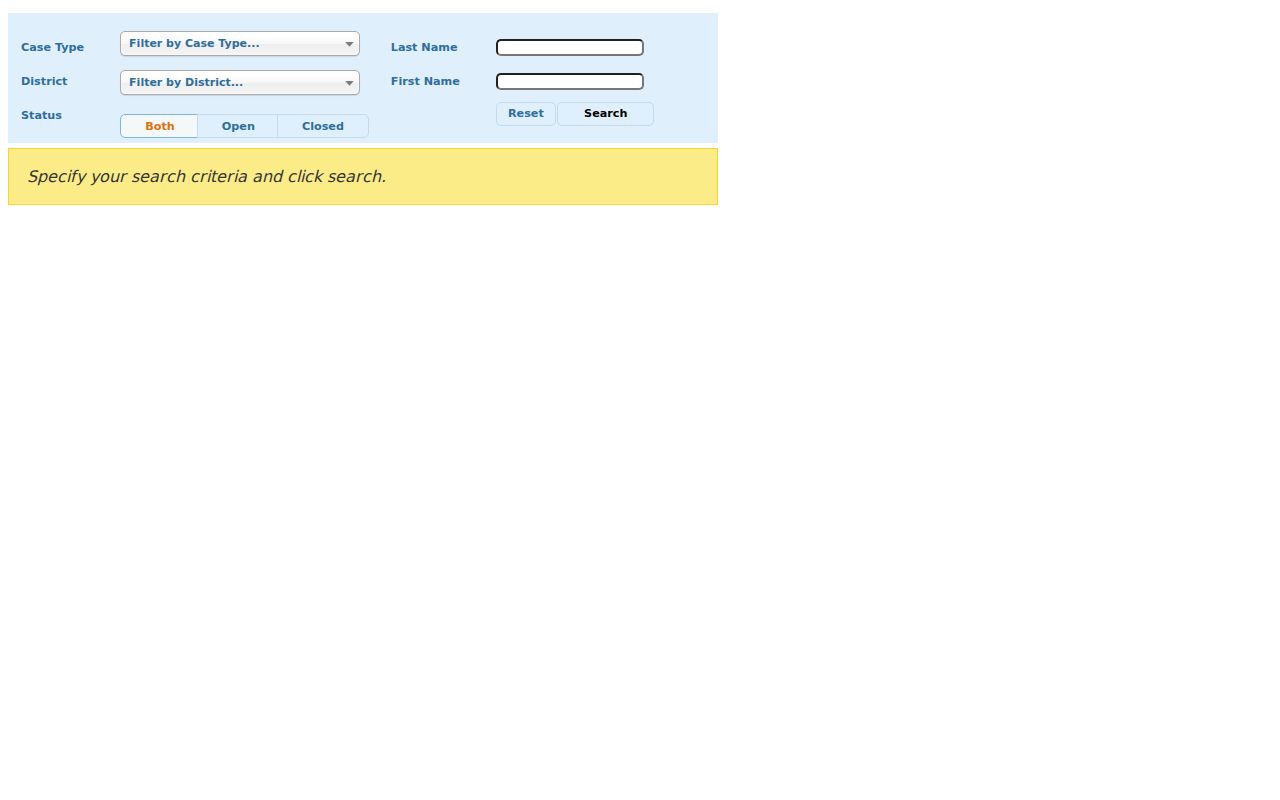East Hartford resident lookup Probate case search for district and status